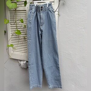 Pinstripe, paper bag wait, High wasted cotton/denim pants